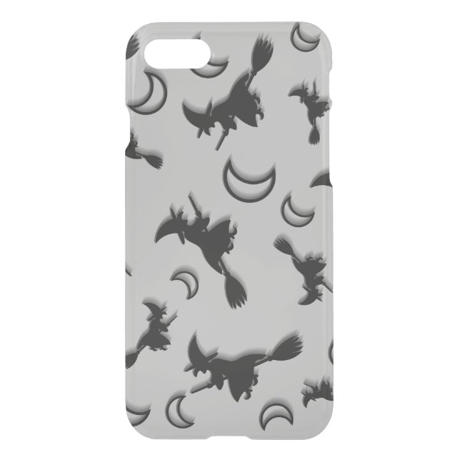 Flying witch among half moon at Halloween night 3D Uncommon iPhone Case (Back)