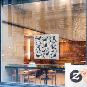 Flying witch among half moon at Halloween night 3D Window Cling