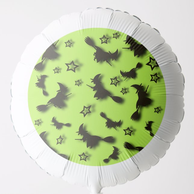 Flying witch among stars at Halloween night 3D  Balloon (Front)