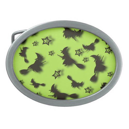 Flying witch among stars at Halloween night 3D  Belt Buckle