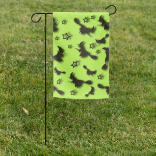 Flying witch among stars at Halloween night 3D Garden Flag