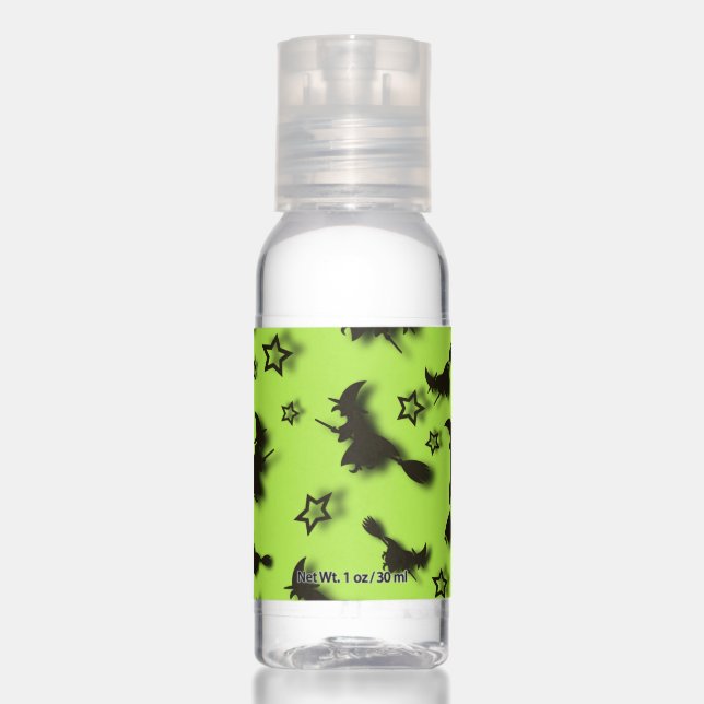 Flying witch among stars at Halloween night 3D  Hand Sanitizer (Front)