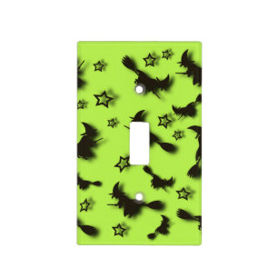 Flying witch among stars at Halloween night 3D Light Switch Cover