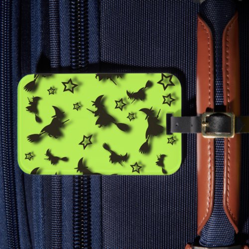 Flying witch among stars at Halloween night 3D  Luggage Tag