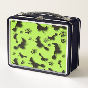 Flying witch among stars at Halloween night 3D Metal Lunch Box