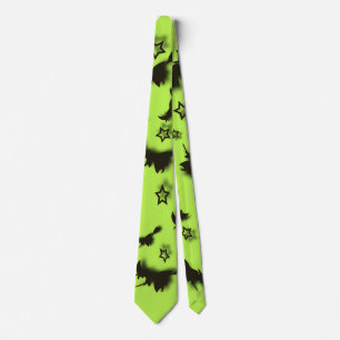 Flying witch among stars at Halloween night 3D  Neck Tie