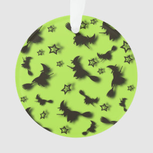 Flying witch among stars at Halloween night 3D Ornament