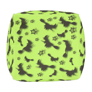 Flying witch among stars at Halloween night 3D Outdoor Pouf