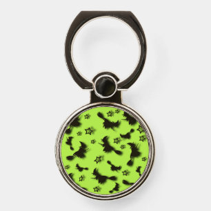 Flying witch among stars at Halloween night 3D  Phone Ring Stand