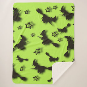 Flying witch among stars at Halloween night 3D  Sherpa Blanket