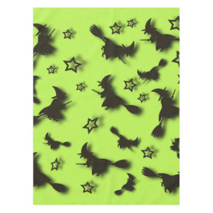 Flying witch among stars at Halloween night 3D  Tablecloth