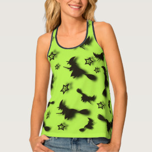 Flying witch among stars at Halloween night  3D  Tank Top