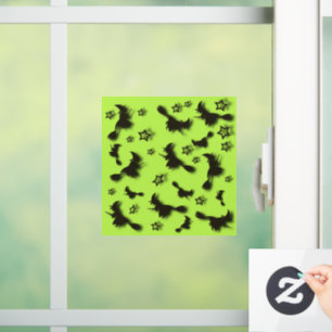 Flying witch among stars at Halloween night 3D Window Cling