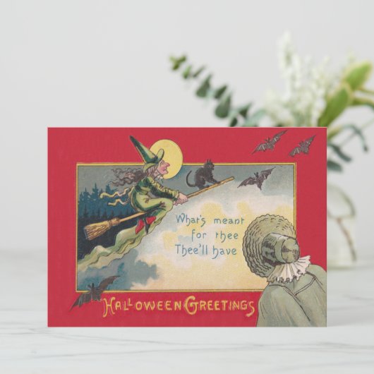 Flying Witch Black Cat Bat Full Moon (Standing Front)