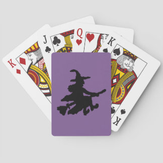 Flying Witch Black on Purple Poker Cards