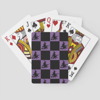 Flying Witch Black & Purple Checkered Poker Cards