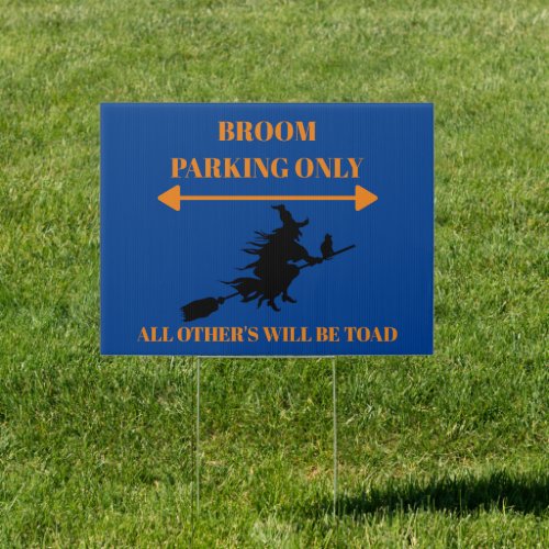 Flying Witch Broom Parking Sign