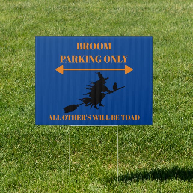 Flying Witch Broom Parking Sign (Insitu)