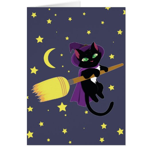 Flying Witch Cat Cards (Front)