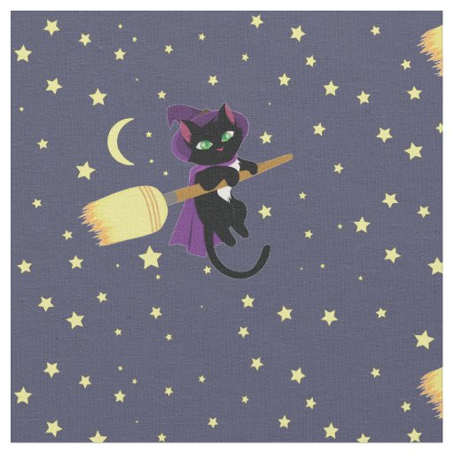 Flying Witch Cat Fabric