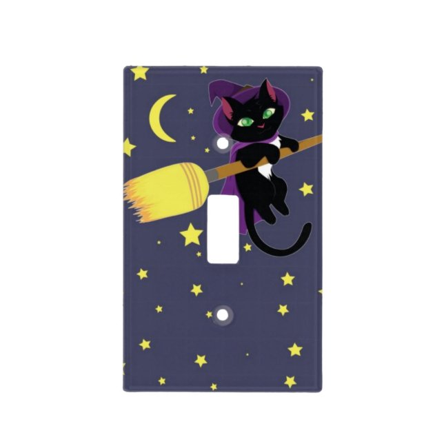 Flying Witch Cat Light Switch Cover (Front)