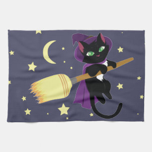 Flying Witch Cat Towel