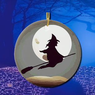 Flying Witch Ceramic Ornament