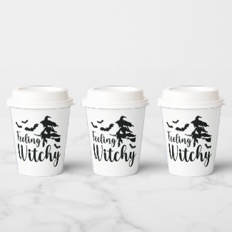 Flying Witch Feeling Witchy With Bats Paper Cups