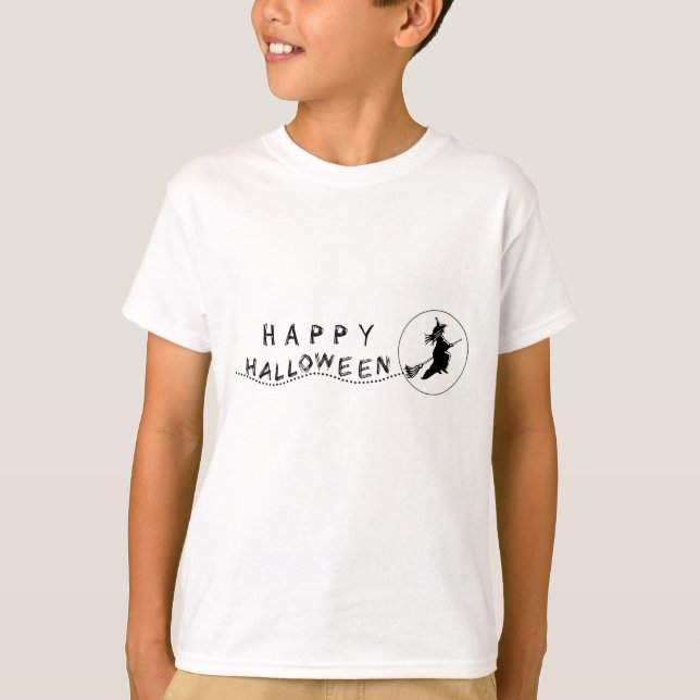 Flying Witch Halloween Girl's Tee (Front)