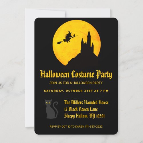 Flying Witch Halloween Party Invitation