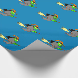 Flying Witch Halloween Wrapping Paper