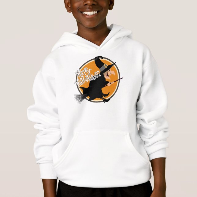 Flying Witch Happy Halloween Hoodie (Front)