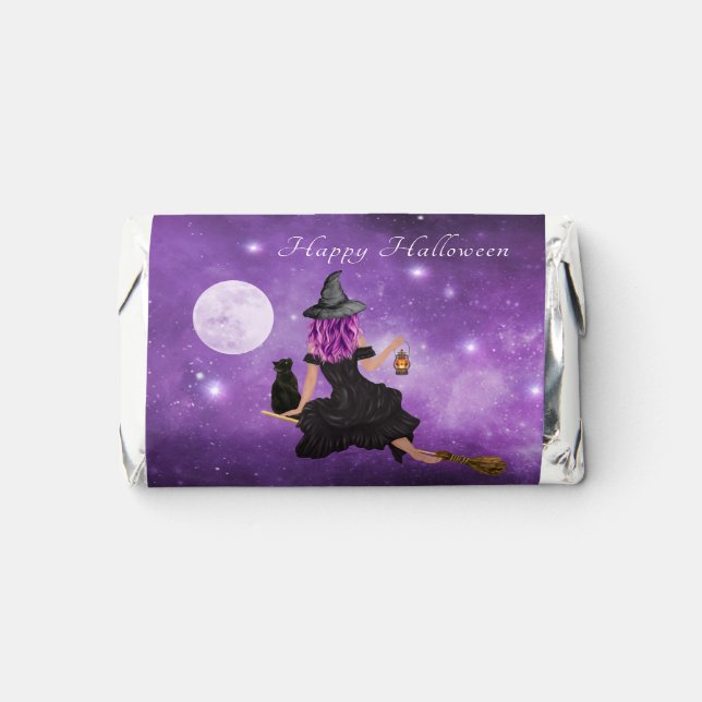  Flying Witch Happy Halloween Personalized  Hershey's Miniatures (Front)