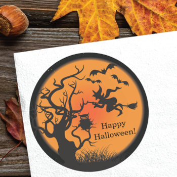 Flying Witch Happy Halloween Sticker by celebrateitholidays at Zazzle