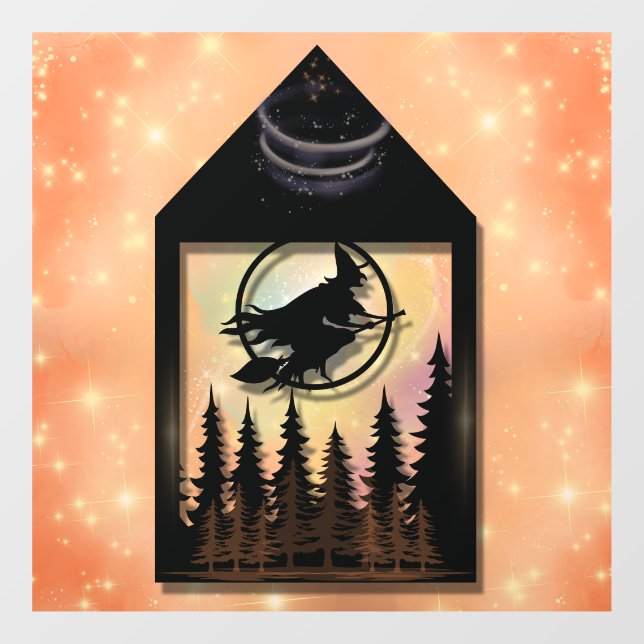 Flying Witch Lantern Window Cling (Sheet)