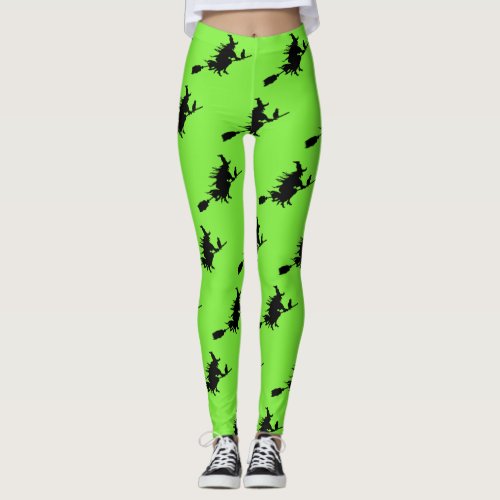 Flying Witch Lime Green Leggings
