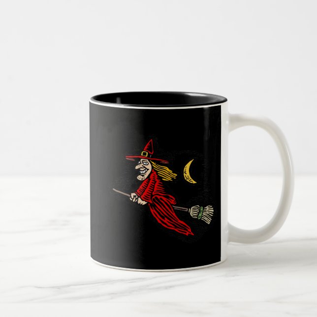 Flying witch & Moon Two-Tone Coffee Mug (Right)