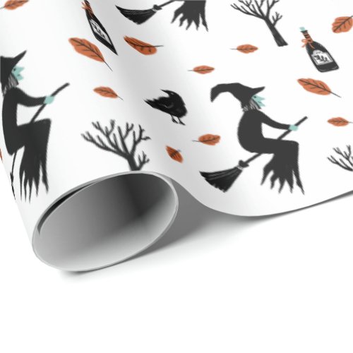 Flying Witch on a Broomstick _ Halloween Gift Wrap