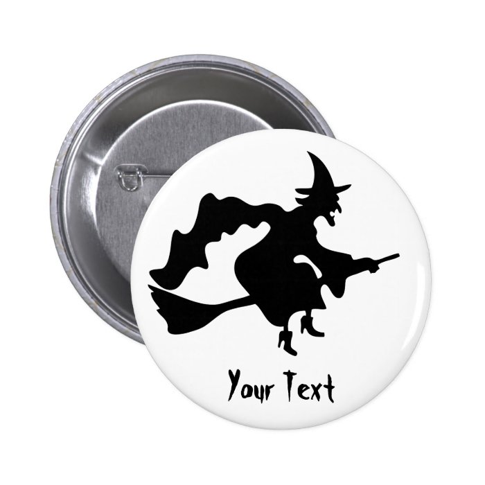 flying witch on broomstick pin