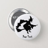 flying witch on broomstick pinback button (Front & Back)