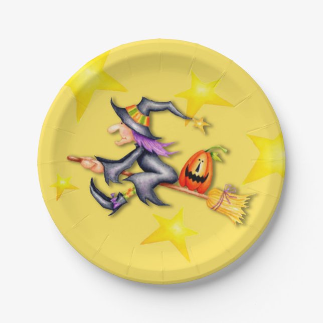 Flying Witch Paper Plates (Front)