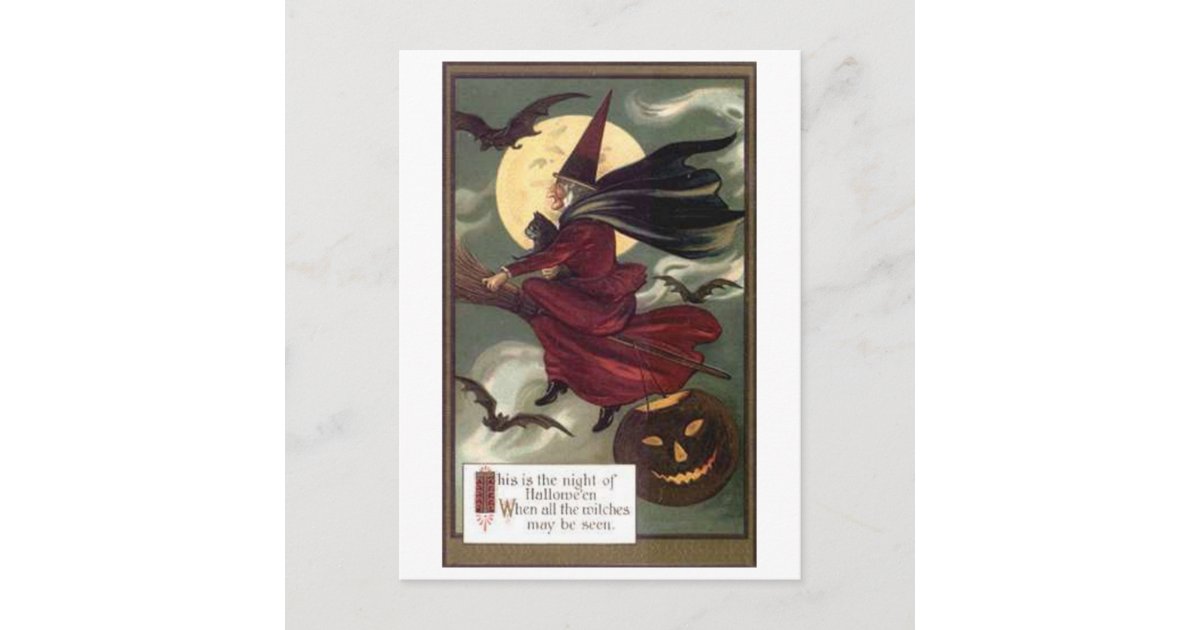 Flying Witch Postcard | Zazzle