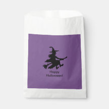 Flying Witch - Purple -Happy Halloween - Favor Bag