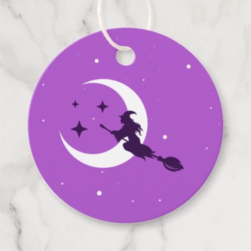 Flying Witch Round Gift Tags