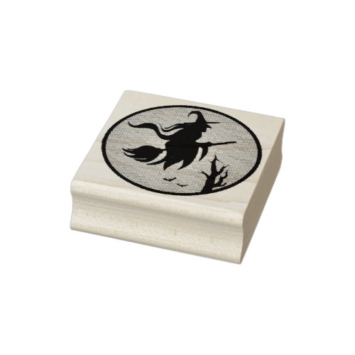 Flying witch rubber stamp