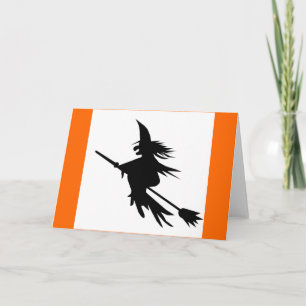 Flying Witch Shadow   Vintage Halloween Classic Card