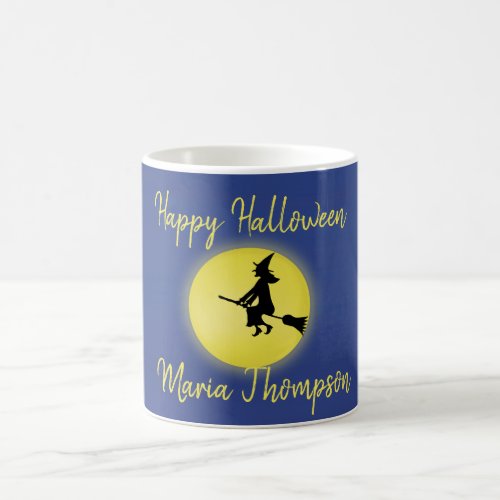 Flying Witch Silhouette in the Moonlight Coffee Mug