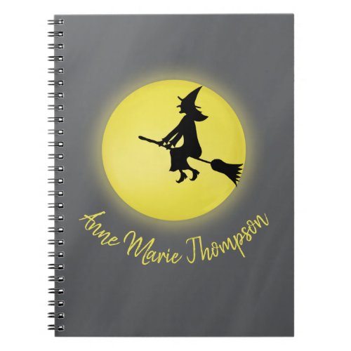 Flying Witch Silhouette in the Moonlight Notebook