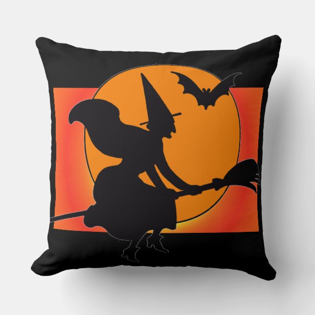Flying Witch Square Throw Pillow (Front)