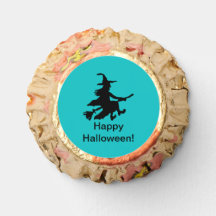 Flying Witch - Teal - Happy Halloween -